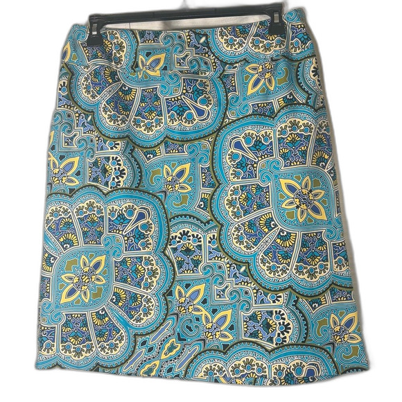 East 5th size 16 turquoise/Blue Mini Pencil Skirt medallion print Wear - Picture 4 of 7